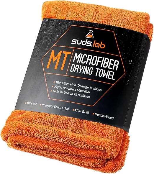 Suds Lab Large Microfiber Drying Towel (24 in. x 35 in.), Car Detailing