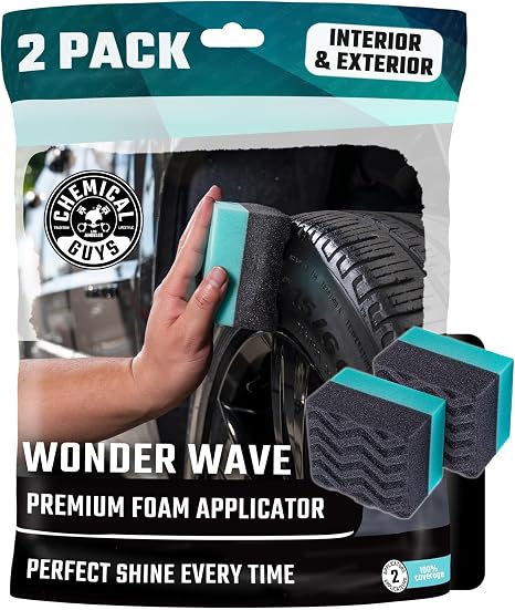 Chemical Guys, Wonder Wave Durafoam Tire Shine Applicator Foam Pads, 2 Pack