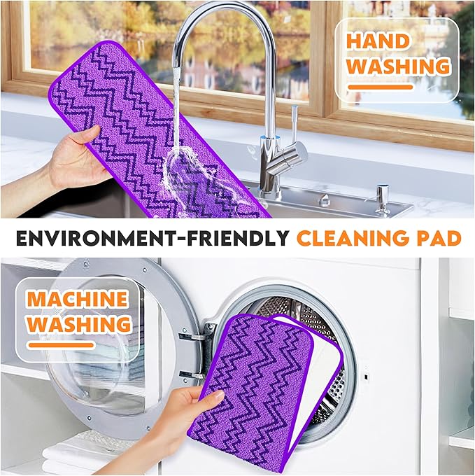 Reusable Mop Pads Compatible with Swiffer PowerMop, Microfiber Pads Replacement Washable Refills Pads for Dry Wet Cleaning, Spray Mops Pads Floor Mop Head for Hardwood Cleaning, 7 Pack