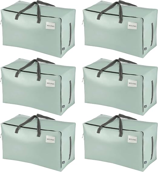 VENO 6 Pack Extra Large Heavy Duty Moving Bags with Wide Opening & Reinforced Handles, Reusable Storage Tote Bags with S