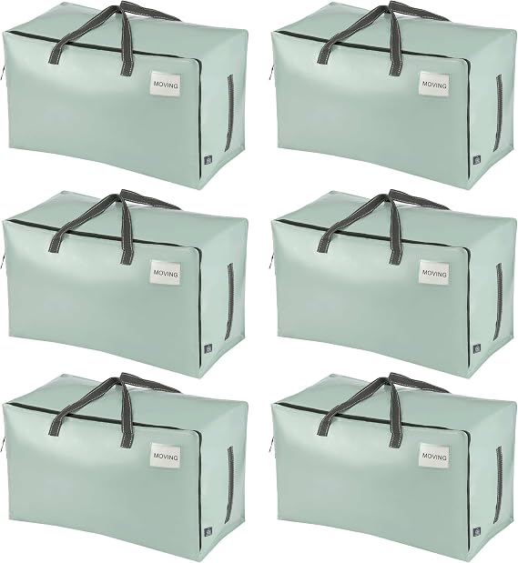 VENO 6 Pack Extra Large Heavy Duty Moving Bags with Wide Opening & Reinforced Handles, Reusable Storage Tote Bags with S