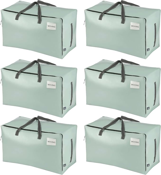 VENO 6 Pack Extra Large Heavy Duty Moving Bags with Wide Opening & Reinforced Handles, Reusable Storage Tote Bags with S
