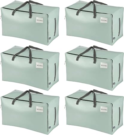VENO 6 Pack Extra Large Heavy Duty Moving Bags with Wide Opening & Reinforced Handles, Reusable Storage Tote Bags with S