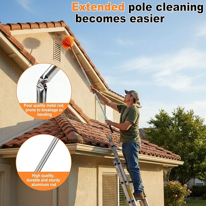 Professional 67" Window Squeegee, 3-in-1 Rotatable Squeegee for Window Cleaning with Extension Poles, Window Cleaner Tool Kit for Indoor & Outdoor High Windows and Car Glass