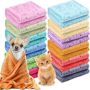 Irenare 12 Microfiber Puppy Towels for Drying Small Dogs Cats, Multicolor
