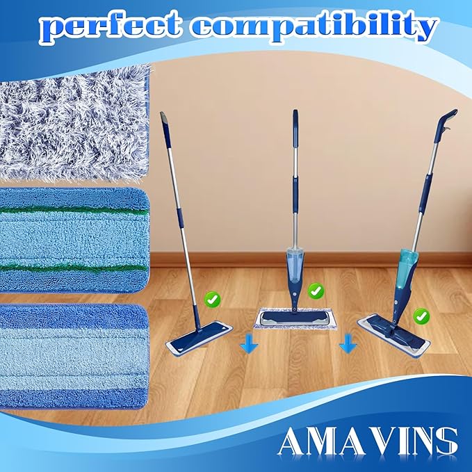 Microfiber Cleaning Pads, 3 Pack Value - Reusable Mop Pads for 18 Inch Mop, Includes Dusting Pad, Cleaning Pad, and Three Zone Deep Clean Pad for Wood, Stone, Tile, Laminate, Vinyl Floor