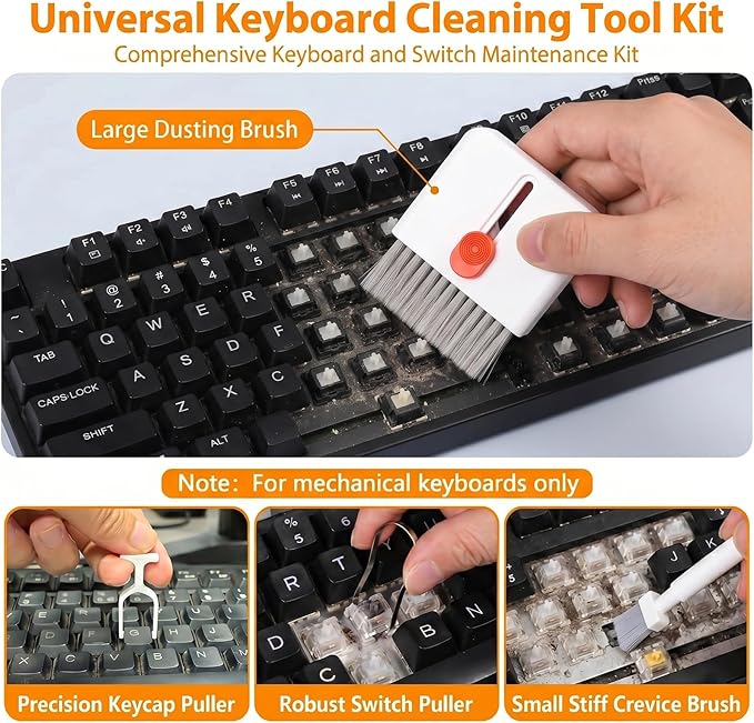 Phone and Keyboard Cleaning Kit by JM.JEEMI, Professional Electronics Cleaner with Charging Port Cleaner & Keycap Puller, Cleaning Tool Set for Laptop, Earbuds, Camera and PC Monitor, White