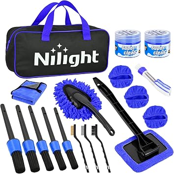 Nilight 15PCS Car Detailing Kit for Interior Exterior Car Care, Blue