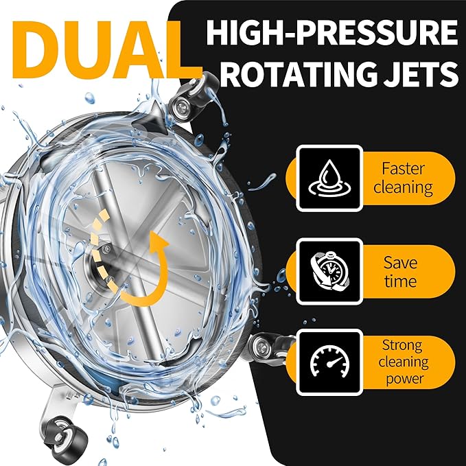 16" Pressure Washer Surface Cleaner with 4 Wheels - Stainless Steel Surface Cleaner for Pressure Washer Attachment for Concrete, Patio, Sidewalk, Deck, Driveways and Daily Washing - PWS 16