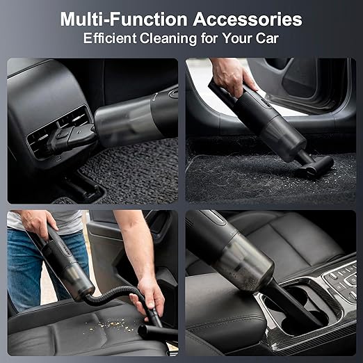Handheld Vacuum Cordless, Car Vacuum Portable Cordless 30 Mins Rapid Rechargeable Brushless Motor 19000Pa Strong Suction, Portable Vacuum for Car Home with 4 Nozzles (Black)