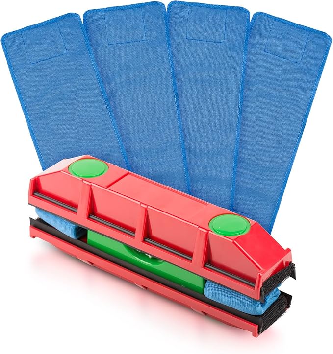 Tyroler Bright Tools Premium Replacement Microfiber Cleaning Cloths | Exclusively Designed for The Glider Magnetic Window Cleaner | Ultra-Soft, Non-Abrasive & Highly Absorbent (Blue - Pack of 4)