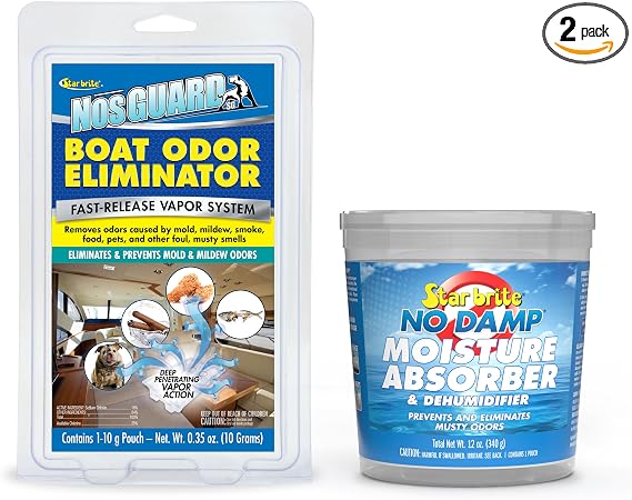 STAR BRITE Odor & Moisture Control Kit: NosGUARD Boat Odor Eliminator + No Damp Moisture Absorber Bucket - Comprehensive