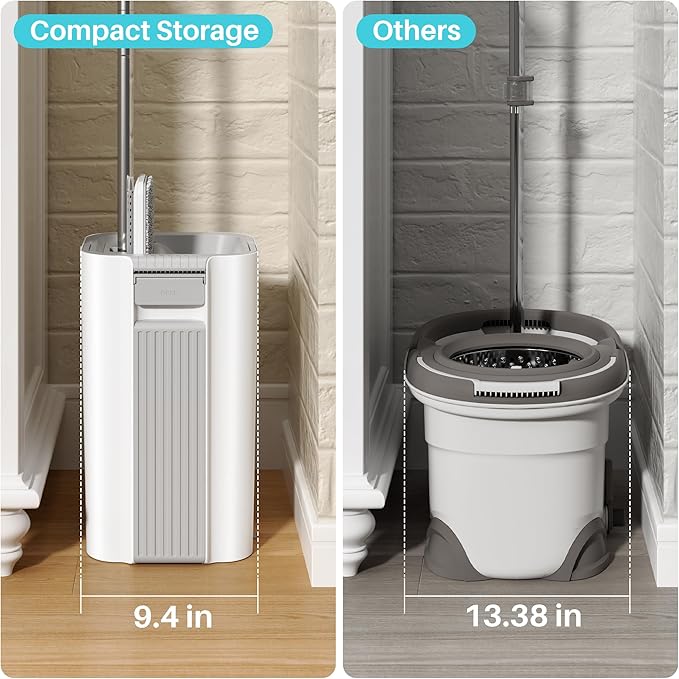 JOYMOOP 8L (2.1 Gal) Large Capacity Mop System with Extension Handle, Perfect for Household and Commercial Floor, Window, and Wall Cleaning - Includes 3 Washable Microfiber Pads for Wet and Dry Use