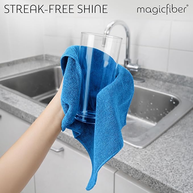 MagicFiber Microfiber Cleaning Cloth - Higher Quality, Larger Size - Micro Fiber Cloth for Cleaning Rags, Dust Cloths, Kitchen Dish Towels (12 Pack, 13”x11”)