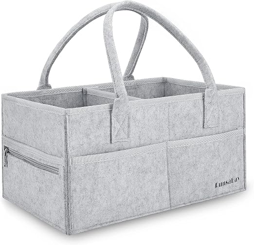 Runsabay. Nursery Basket-Baby Diaper Caddy Organizer for Changing Table-Portable Holder Tote Bag-Car Organizer with Remo