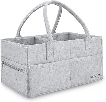 Runsabay. Nursery Basket-Baby Diaper Caddy Organizer for Changing Table-Portable Holder Tote Bag-Car Organizer with Remo