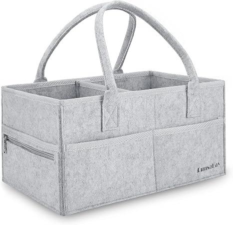 Runsabay. Nursery Basket-Baby Diaper Caddy Organizer for Changing Table-Portable Holder Tote Bag-Car Organizer with Remo