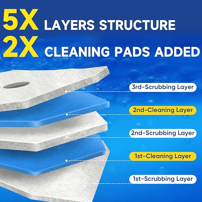 30Ct Aromative Toilet Brush Refills, Toilet Bowl Cleaner Refills, Double-Layer Cleaning Pads Added, Disposable Refill Heads for Toilet Bowl Cleaner Wands，Lemon, Blue Ocean, Lavender （Patented）