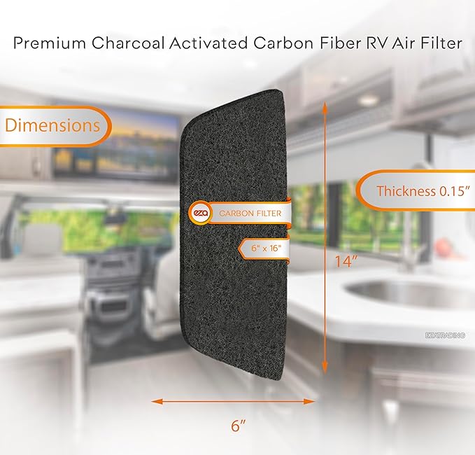 RV Premium Charcoal Activated Carbon Fiber Air Conditioner Filter - Air Duct AC Carbon Filter Replacement for RV AC Vent (4 Pack, 6" x 16")