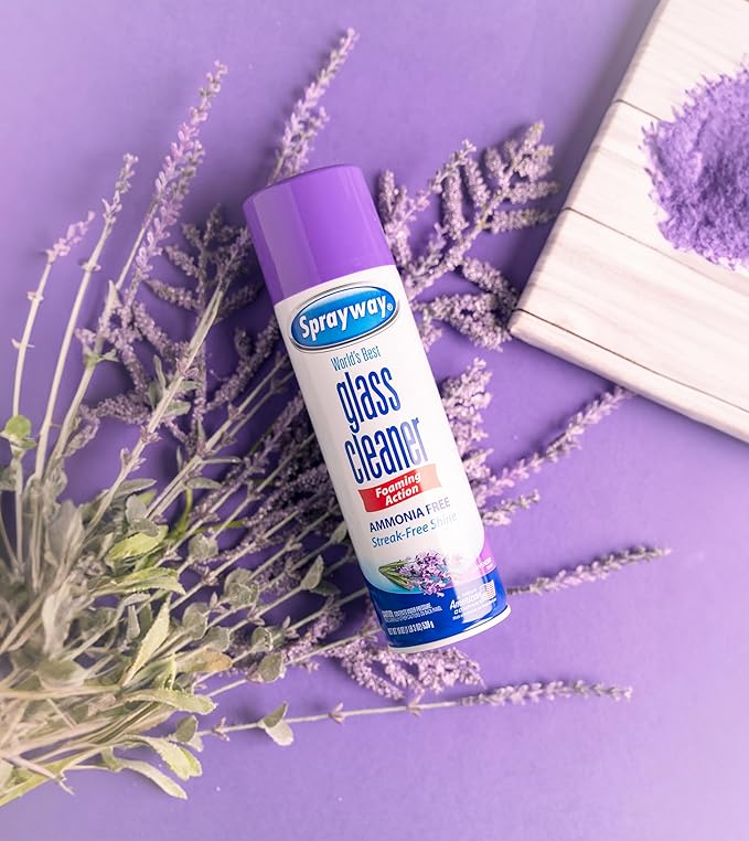 Sprayway Glass Cleaner Lavender Scent Foaming Aerosol Spray, 19oz, Pack of 6 | Ammonia-Free, Streakless, Fast-Acting | Cleans & Polishes Glass Surfaces | Removes Fingerprints, Dust, Dirt, Smoke Film