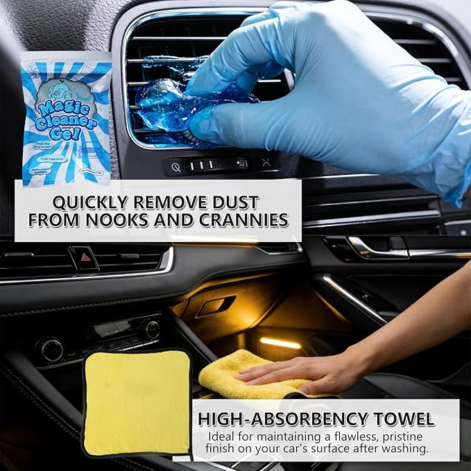 10PCS Car Detailing Brush Kit, Soft Boar Hair Brush, Car Interior Detail Brush, Fiber Brush, Car Dust Removal Brush, Car Cleaning Gel, Car Interior Cleaning Kit for Trucks, Cars, RVs, SUVs