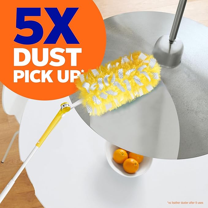 Swiffer Duster Kit with 3 ft Extendable Handle, Dusters for Cleaning, Set Includes 1 Extension Pole and 12 Heavy Duty Dusting Refills Dust Cleaner, Long Extended Wand for Ceiling Fans and Walls