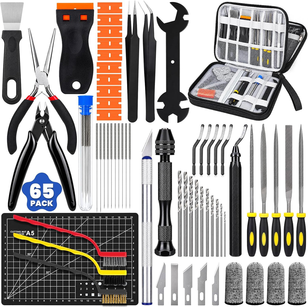 65Pcs 3D Printer Tools Kit with Storage Case, 3D Printer Accessories