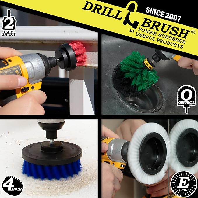 Drillbrush Wheel Cleaning Auto Scrubber Brush - Powerful Drill Attachment for Cleaning Crevices/Gaps - Automotive Detailing Carpet Scrubber Brush for Boats, Cars, Trucks - Tile Grout Cleaner Tool