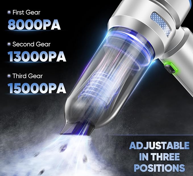 Handheld Cordless Car Vacuum|3 in 1 15000PA Mini Cleaner,120W High Power Brushless Motor,Super Suction Power Vacuums with Type-C Data Cable, Small Portable and Rechargeable Cleaner (Sliver)