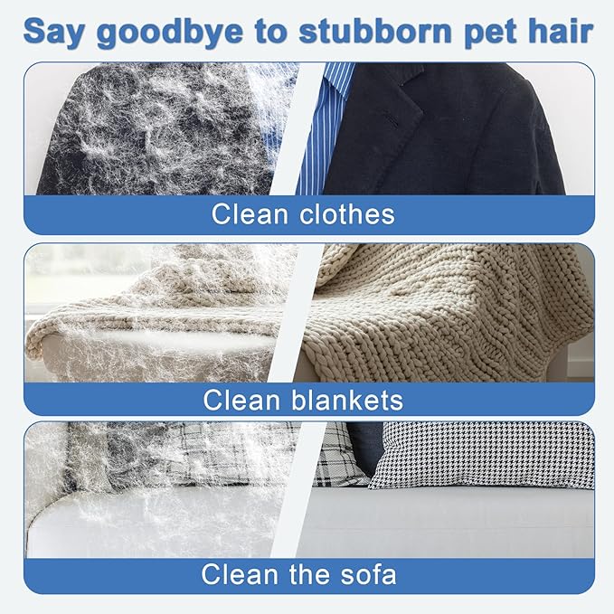 Lonfliness 2pcs Pet Hair Fur Removal Mitt Glove for Cats Dogs 5-Finger Electrostatic Reusable Pet Hair Remover Brush Tool for Couch Furniture Carpet Laundry Clothing (Blue)