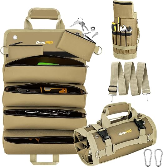 GrenPRO Roll Up Tool Bag with Detachable Tool Pouches 4D Ring