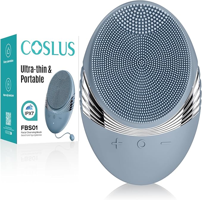 COSLUS FBS01 Face Scrubber Facial Cleansing Brush: 5 Cleansing Modes Silicone Face Wash Scrubber for Men Beard Care, Sensitive Skin - Deep Cleansing & Gentle Exfoliating, Portable for Shower & Travel