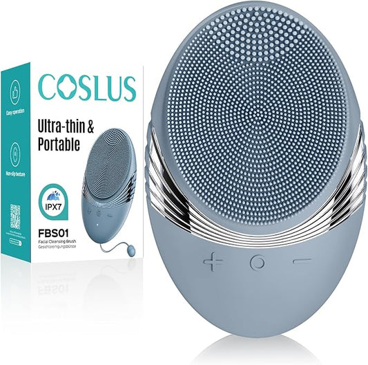 COSLUS FBS01 Face Scrubber Facial Cleansing Brush: 5 Cleansing Modes Silicone Face Wash Scrubber for Men Beard Care, Sensitive Skin - Deep Cleansing & Gentle Exfoliating, Portable for Shower & Travel
