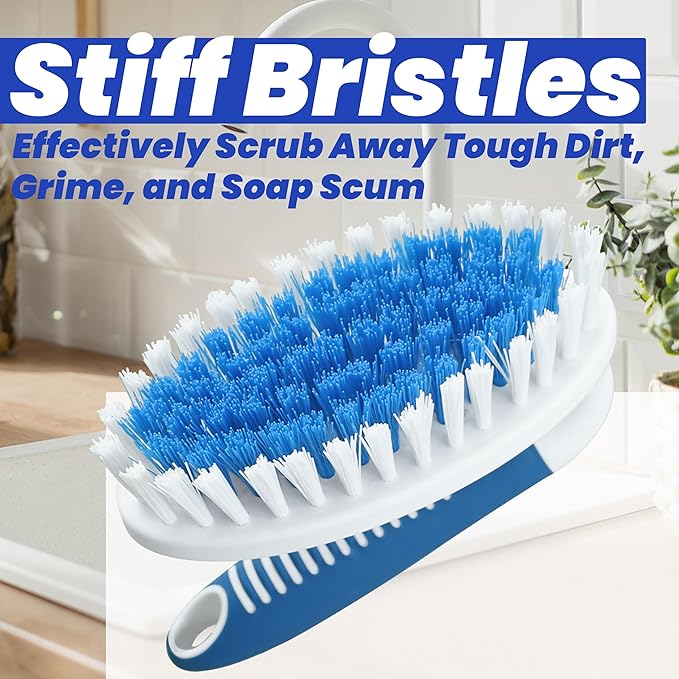 Scrub Brush, 2 Size Household Cleaning Brushes with Stiff Bristles, Scrubbing Brush for Carpet, Shower, Bathtub, Kitchen, Pool Tile, Bathroom Scrubber