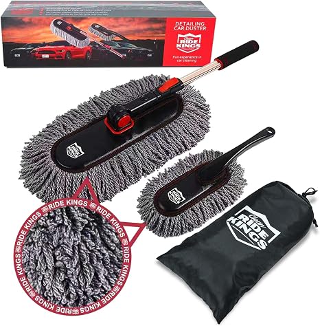 Auto Duster Extendable Handle, Car Duster Set, Scratch Remover Large and Small Brushes Remove Dust Exterior Interior of 