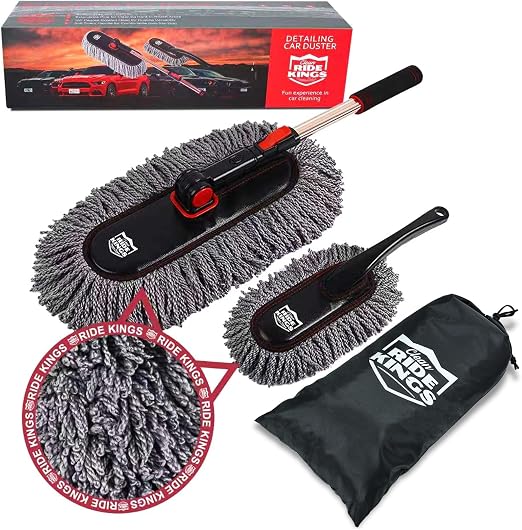 Auto Duster Extendable Handle, Car Duster Set, Scratch Remover Large and Small Brushes Remove Dust Exterior Interior of 