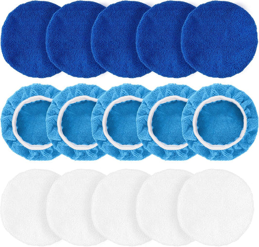 15 Pieces Car Polisher Pad Bonnet Buffing Pads (5-6 Inches)
