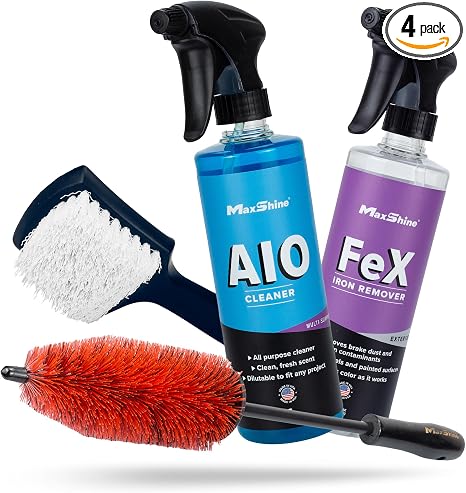 Maxshine All in One Wheel & Tire Cleaner and Iron Remover Kit (AC14) - Professional Grade Exterior Tire & Wheel Rim Deta