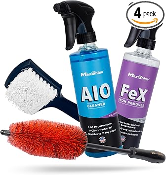 Maxshine All in One Wheel & Tire Cleaner and Iron Remover Kit (AC14) - Professional Grade Exterior Tire & Wheel Rim Deta
