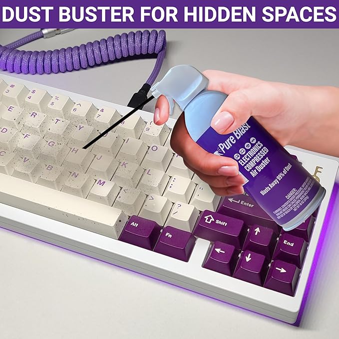 Pure Blast 10oz Compressed Air Duster Can - 6 Pack for Powerful Electronics Cleaning