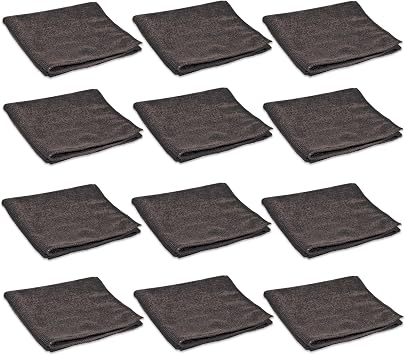 PINNACLE 12-Pack Microfiber Towels 20"X20" - Black - MF262-20