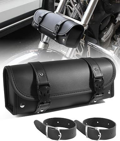 Motorcycle Handlebar Bag,Car Accessories Motorcycle Tool Bag,Pu Leather Motorcycles Fork Bag,Autobikes Side Bag with Str