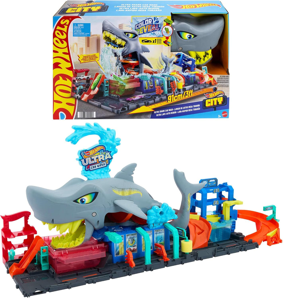 City Ultra Shark Car Wash & Color Reveal Toy Vehicle