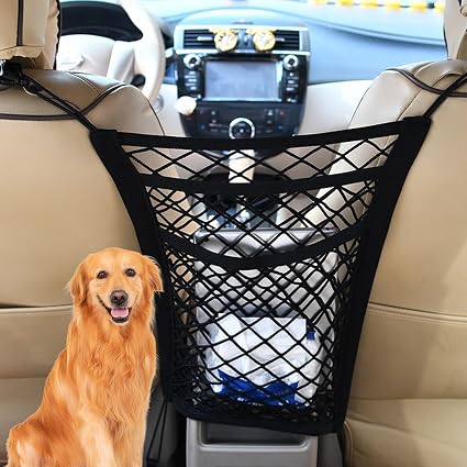 Dog Pet Net Barrier with Auto Safety Mesh Organizer Universal for Cars, SUVs -Easy Install,Car Divider & Storage Bag, Ca