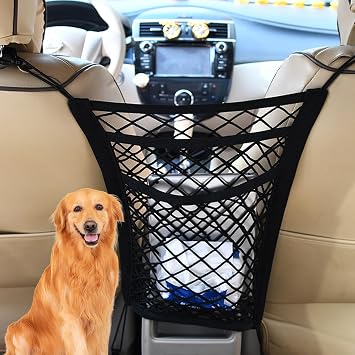 Dog Pet Net Barrier with Auto Safety Mesh Organizer Universal for Cars, SUVs -Easy Install,Car Divider & Storage Bag, Ca