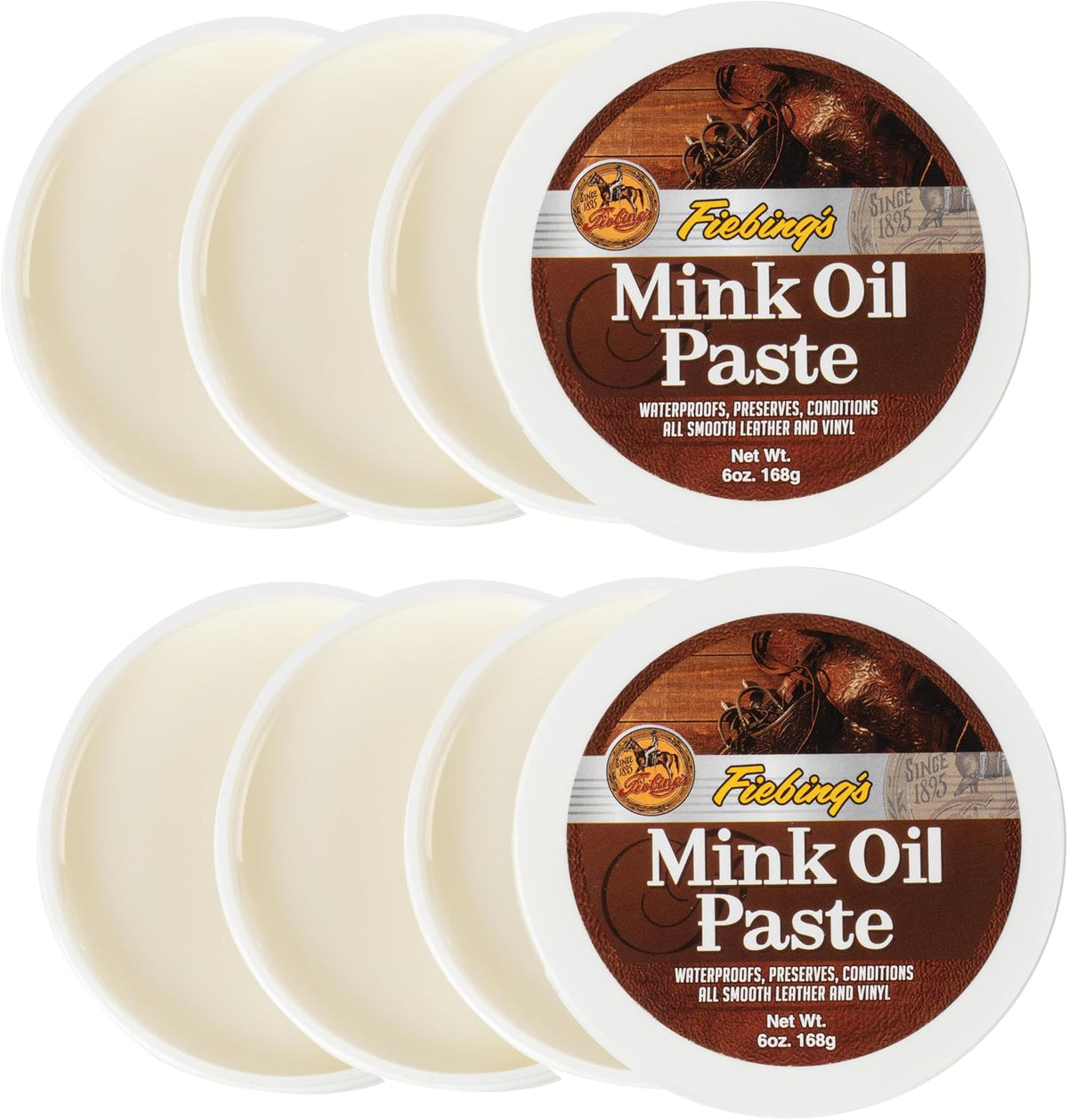 Mink Oil for Leather Boots (6 Pack, 6 oz Each) - Leather Cleaner & Conditioner - Waterproof, Preserve, Soften All Smooth Leathercraft & Vinyl - Prevents Salt Stains On Couch, Shoe, Purse