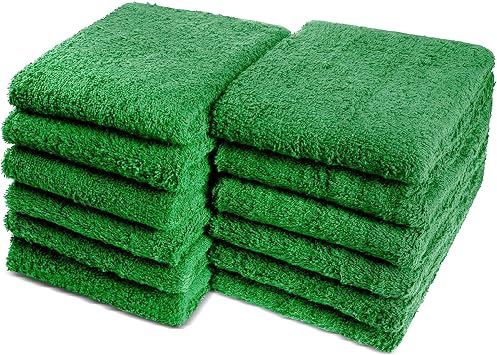 100% Cotton Chamois Cleaning Towels, 12 Pack, Green
