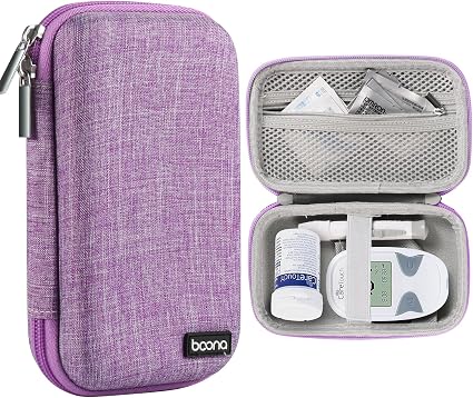 Diabetes Travel Case EVA Hard Shell Diabetic Supplies Bag Organizer for Blood Sugar Testing Kit, Glucose Monitor Kit wit