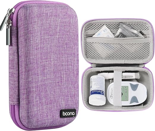 Diabetes Travel Case EVA Hard Shell Diabetic Supplies Bag Organizer for Blood Sugar Testing Kit, Glucose Monitor Kit wit