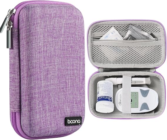 Diabetes Travel Case EVA Hard Shell Diabetic Supplies Bag Organizer for Blood Sugar Testing Kit, Glucose Monitor Kit wit